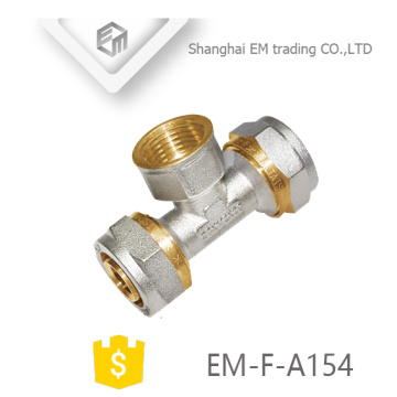 EM-F-A154 conector de tubo de plástico de Alumínio rosca fêmea tee encaixe de bronze